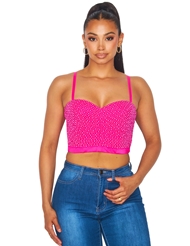 Additional  view of product BEADED PINK BUSTIER CROP TOP with color code FUC