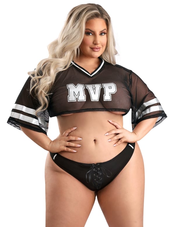 Real Mvp Plus Size Cropped Jersey And Panty default view Color: BW
