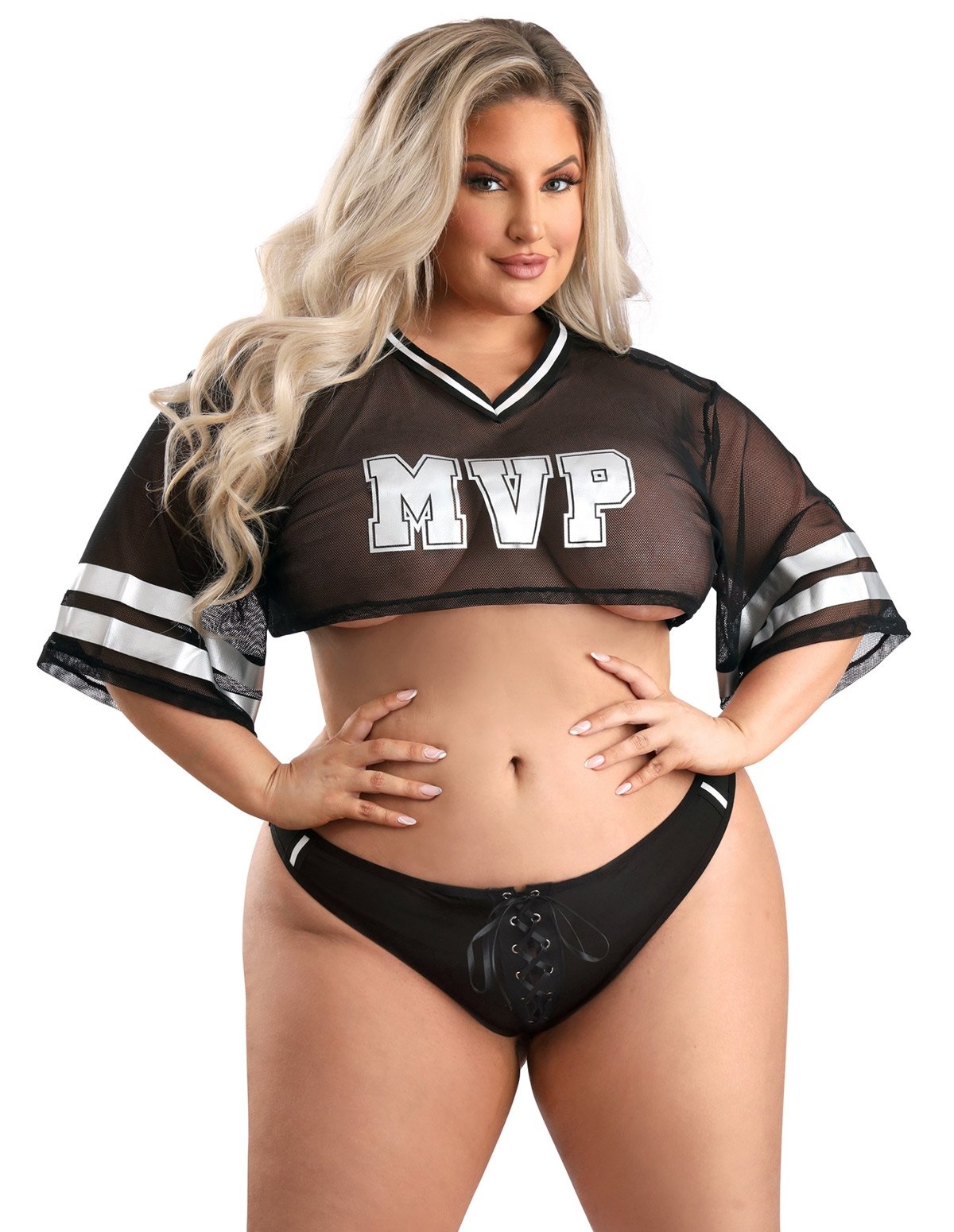 alternate image for Real Mvp Plus Size Cropped Jersey And Panty