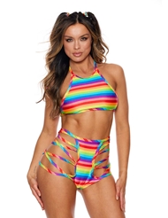 Alternate front view of 2PC STRAPPY RAINBOW SET