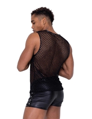 Alternate back view of FISHNET TANK TOP WITH STUD DETAIL