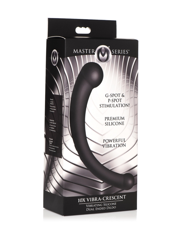 MASTER SERIES 10X VIBRA-CRESCENT DUAL ENDED DILDO ALT1 view Color: BK