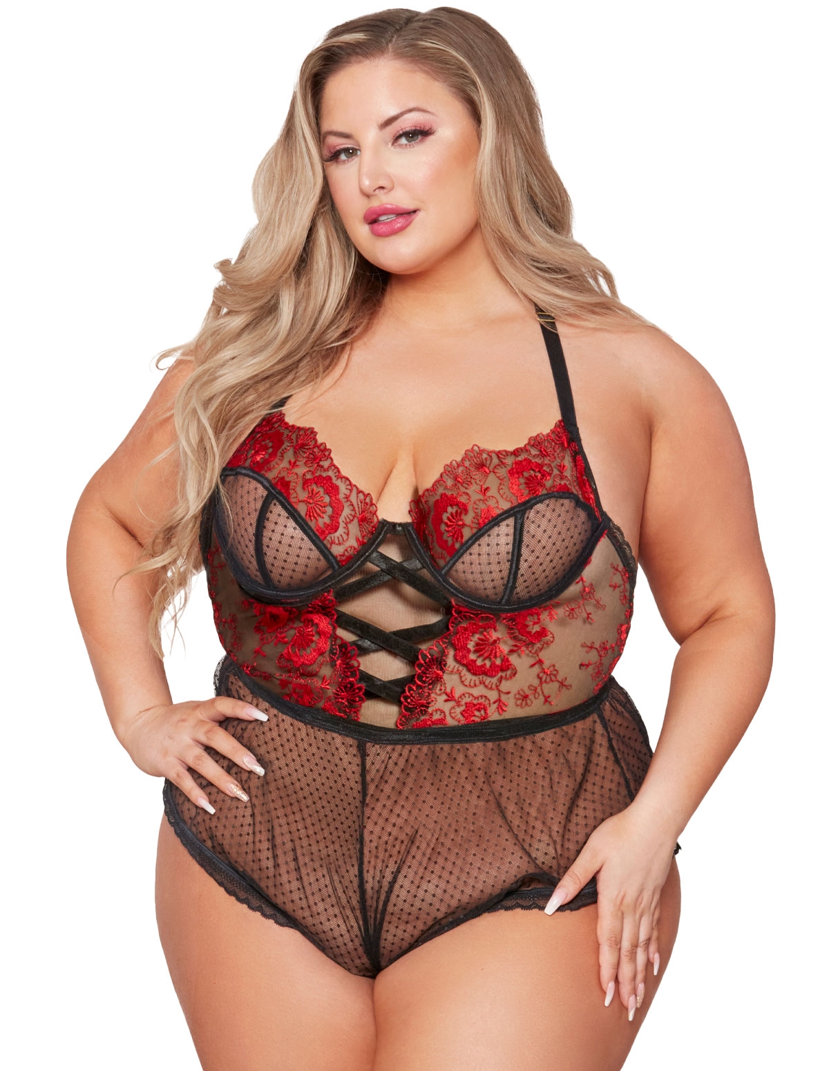 alternate image for Mystic Floral Lace Plus Size Teddy