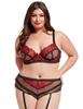 Additional BLACK/RED view of product MYSTIC FLORAL 2PC BRA AND HIGH WAISTED PANTY with color code BKR