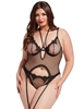 Additional BLACK view of product NOTHING BUT NET PLUS SIZE BUSTIER AND THONG with color code BK