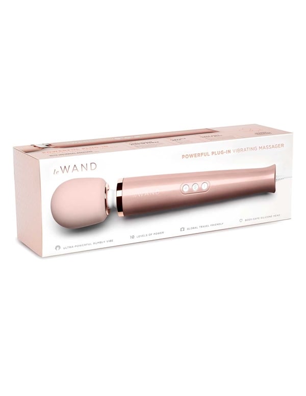 Le Wand Plug-In Vibrating Massager Rose Gold ALT3 view Color: RGLD