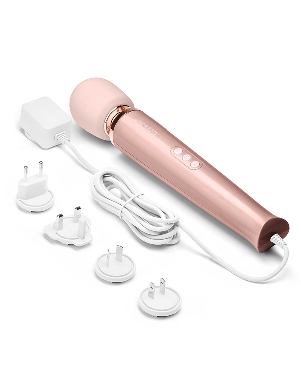 Le Wand Plug-In Vibrating Massager Rose Gold ALT4 view Color: RGLD