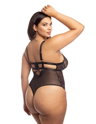 Alternate back view of AZALEA EMBROIDERED PLUS SIZE TEDDY
