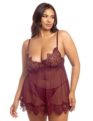 Additional  view of product KINSLEY EYELASH LACE PLUS SIZE BABYDOLL with color code WN