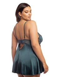 Alternate back view of DIANA SATIN AND LACE PLUS SIZE BABYDOLL