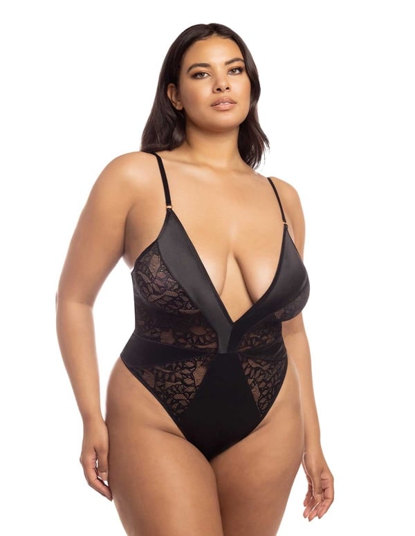 Amaya Snake Lace And Satin Plus Size Teddy default view Color: BK
