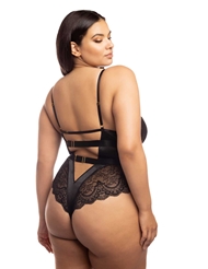 Alternate back view of MINNA SATIN AND LACE PLUS SIZE TEDDY
