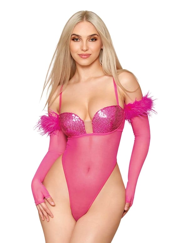 Iconic Sequin Teddy And Glove Set default view Color: PK