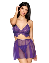 Front view of VIOLA FLORAL LACE BABYDOLL