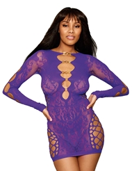 Front view of FLORAL STRETCH LACE CHEMISE