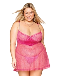 Additional  view of product VELVET AND LACE PLUS SIZE BABYDOLL with color code PNY