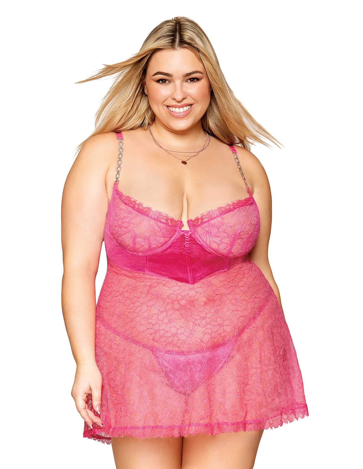 alternate image for Velvet And Lace Plus Size Babydoll