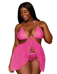 Additional  view of product SPARKLE MESH AND VINYL PLUS SIZE BABYDOLL with color code PNY