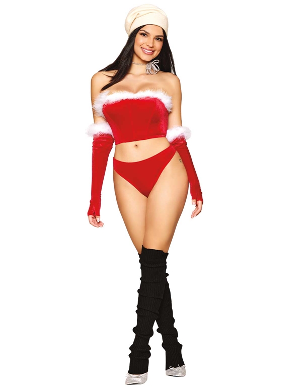 Santa Bustier With Thong And Gloves ALT2 view Color: RU