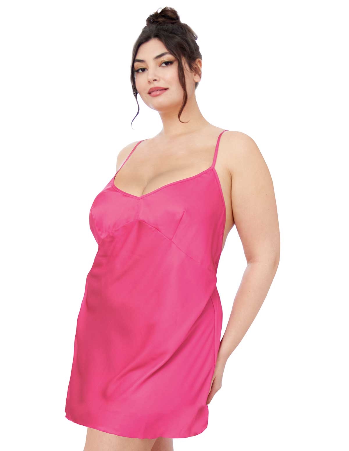 alternate image for Sweetie Satin Plus Size Chemise And G-String Set