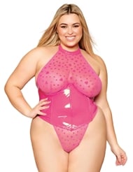 Additional  view of product BITTER SWEET VINYL HALTER PLUS SIZE TEDDY with color code PNY