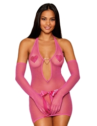 Additional  view of product METALLIC FISHNET CHEMISE AND GLOVE RESTRAINT SET with color code PNY