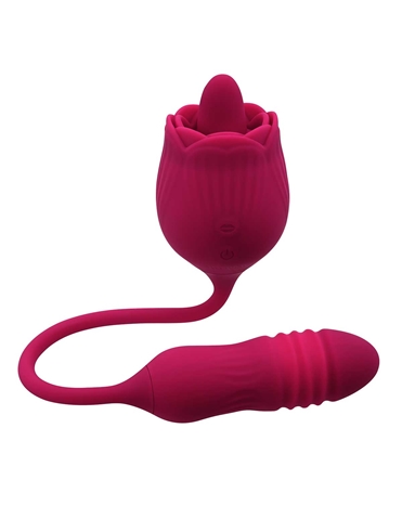 WILD ROSE TONGUE FLICKING VIBRATOR WITH THRUSTING BULLET -  EN-RS-1225-2-03146