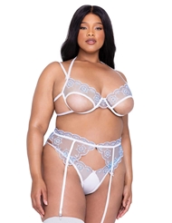 Front view of SNOW QUEEN PLUS SIZE BRA AND THONG SET