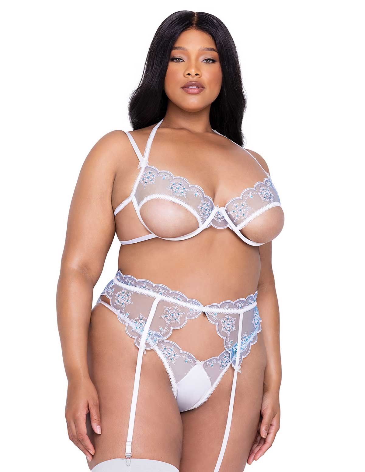 alternate image for Snow Queen Plus Size Bra And Thong Set