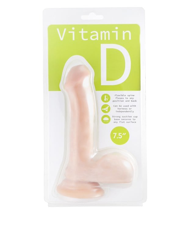 Vitamin D - 7.5 Inch Poseable Dildo With Balls ALT2 view Color: VA