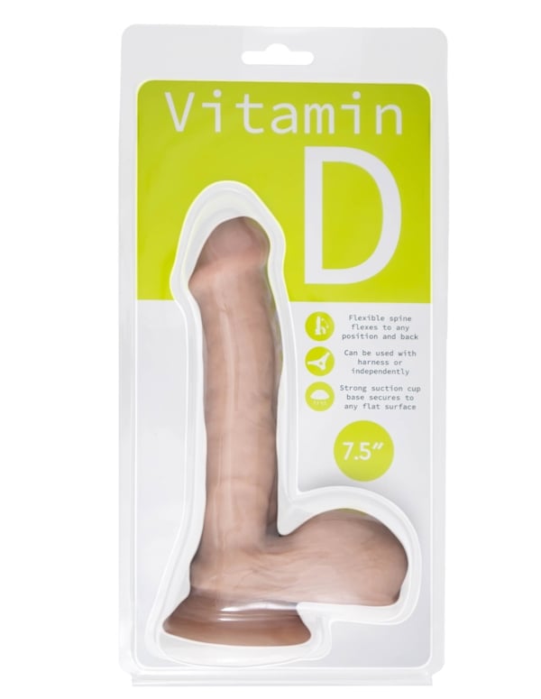 Vitamin D 7.5 Inch Poseable Dildo With Balls ALT2 view Color: VA