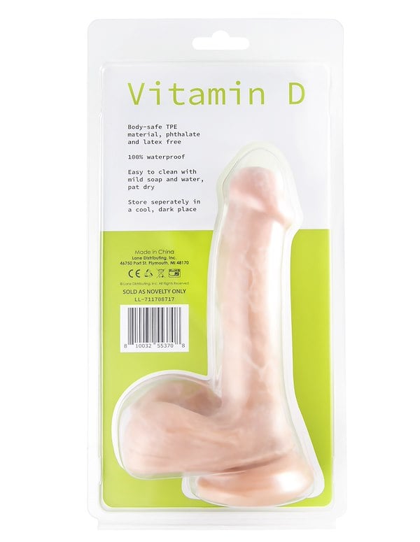 Vitamin D - 7.5 Inch Poseable Dildo With Balls ALT3 view Color: VA