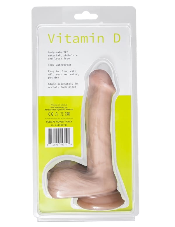 Vitamin D 7.5 Inch Poseable Dildo With Balls ALT3 view Color: VA