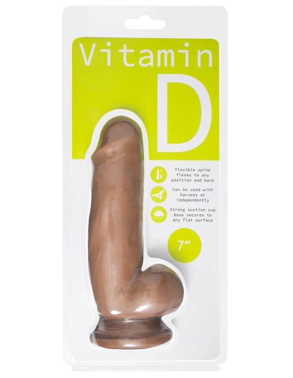 Vitamin D 7 Inch Girthy Poseable Dildo With Balls - Caramel ALT2 view Color: CAR