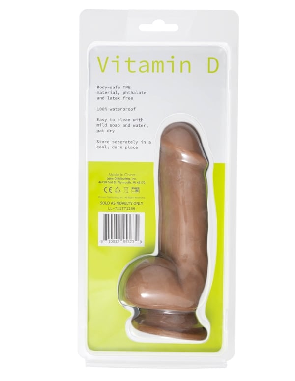 Vitamin D 7 Inch Girthy Poseable Dildo With Balls - Caramel ALT3 view Color: CAR