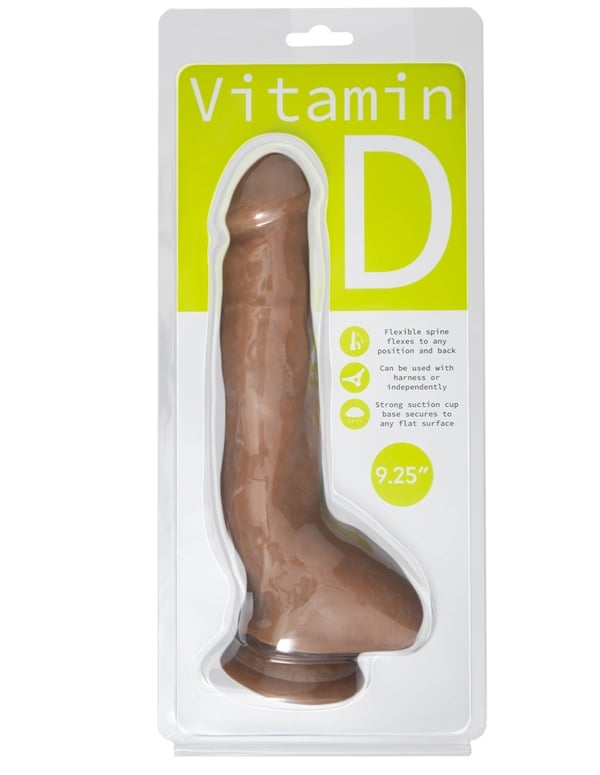 Vitamin D 9.25 Inch Poseable Dildo With Balls - Caramel ALT2 view Color: CAR