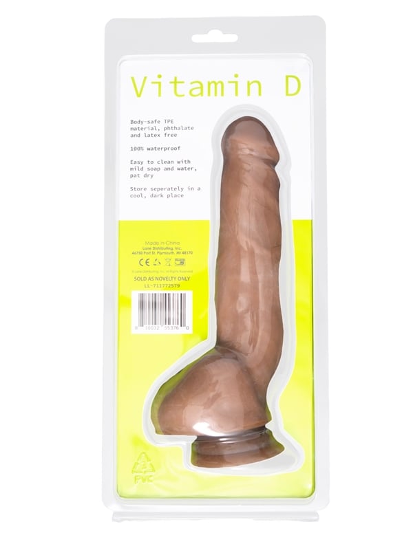 Vitamin D 9.25 Inch Poseable Dildo With Balls - Caramel ALT3 view Color: CAR