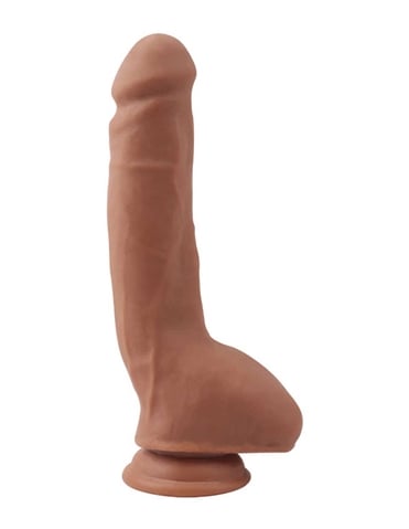 VITAMIN D 9.25 INCH POSEABLE DILDO WITH BALLS - CARAMEL - LL-711772579-03280