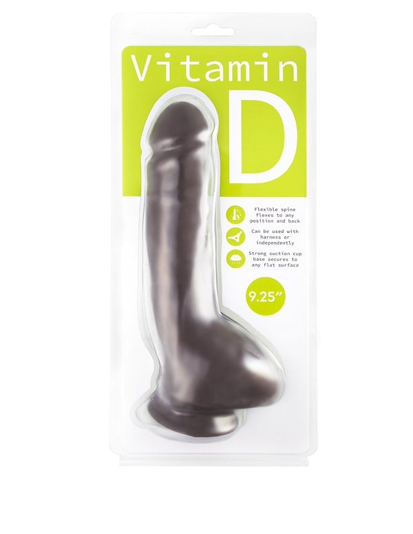 Vitamin D - 9.25 Inch Poseable Dildo With Balls - Dark ALT2 view Color: CHO