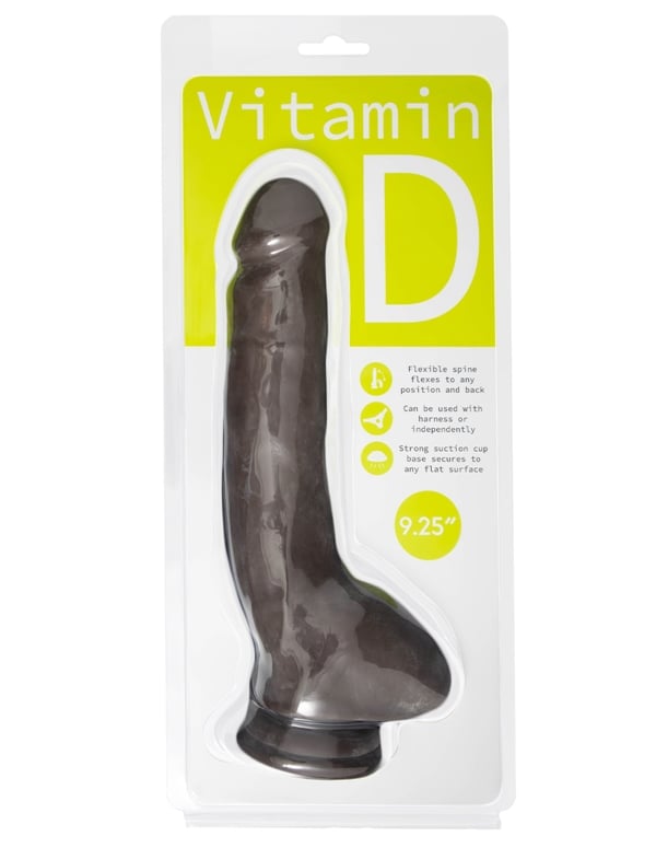 Vitamin D 9.25 Inch Poseable Dildo With Balls - Dark ALT2 view Color: CHO