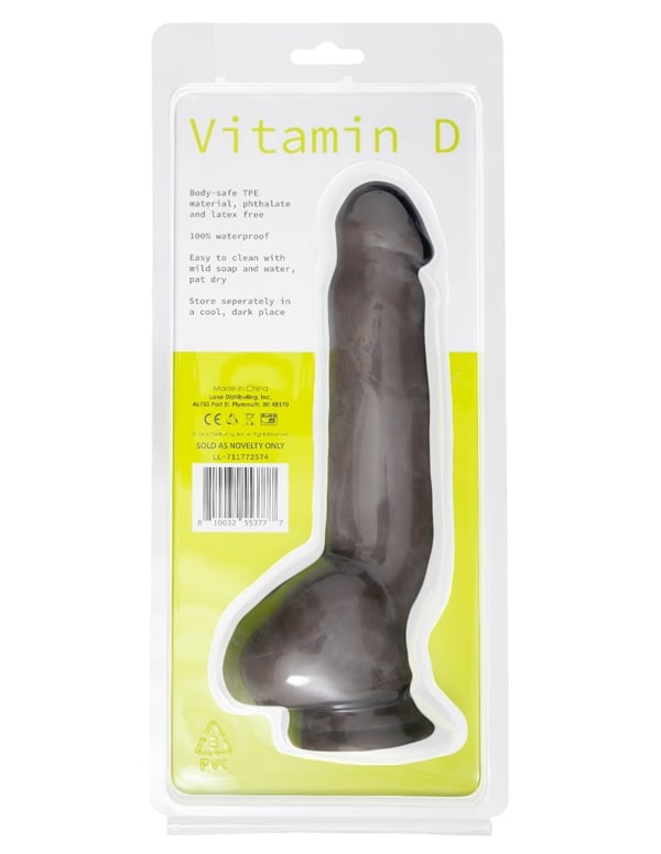 Vitamin D 9.25 Inch Poseable Dildo With Balls - Dark ALT3 view Color: CHO