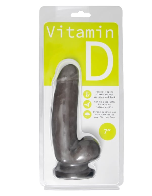 Vitamin D 7 Inch Poseable Dildo With Balls - Dark ALT2 view Color: CHO