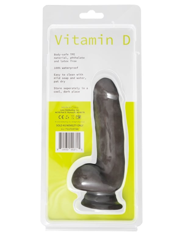 Vitamin D 7 Inch Poseable Dildo With Balls - Dark ALT3 view Color: CHO