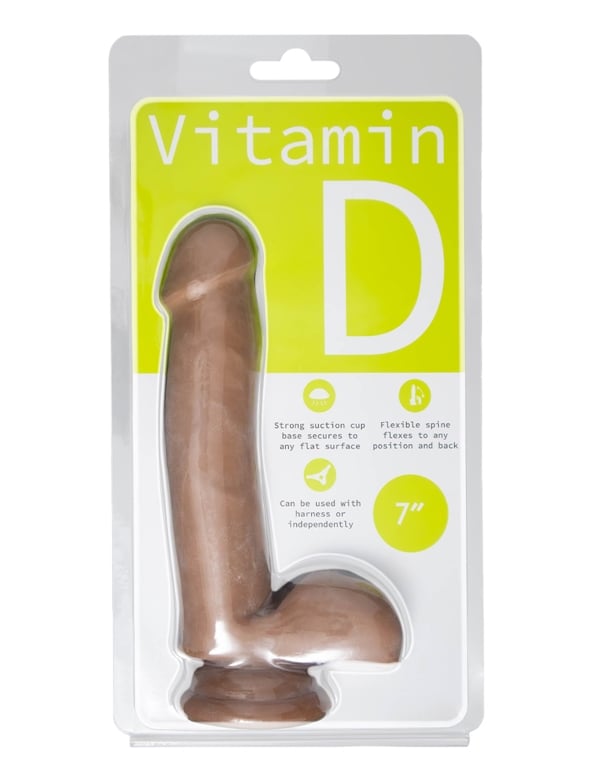 Vitamin D 7 Inch Poseable Dildo With Balls ALT2 view Color: CAR