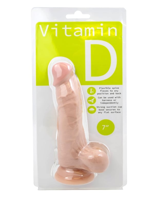 Vitamin D 7 Inch Poseable Dildo With Balls ALT2 view Color: VA
