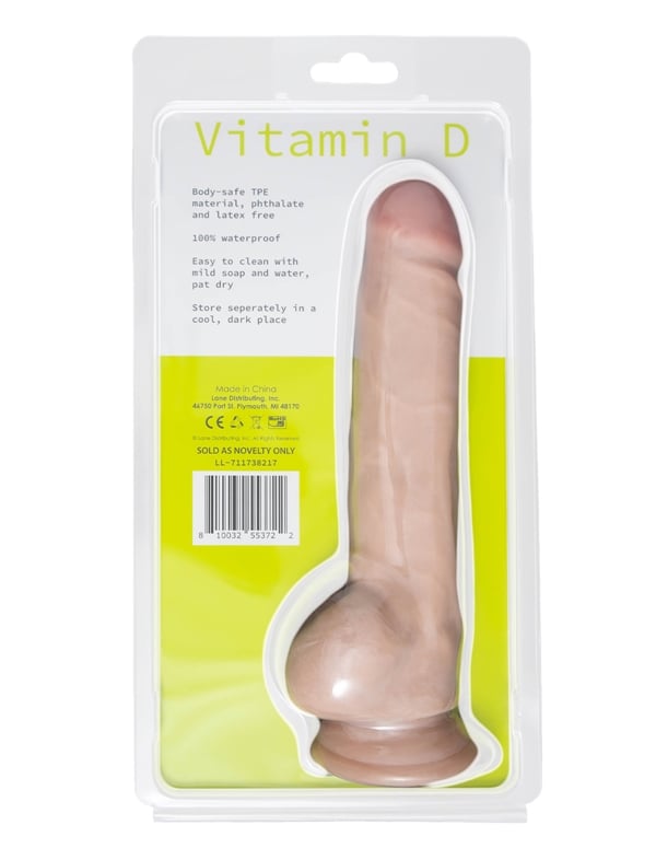 Vitamin D 9 Inch Poseable Dildo With Balls ALT3 view Color: VA