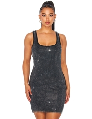 Front view of OPAQUE RHINESTONE TANK DRESS