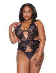 Additional  view of product ELISE LACE PLUS SIZE TEDDY with color code BK