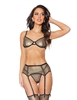 Additional BLACK/GOLD view of product POP THE CHAMPAGNE BRA AND GARTER SET with color code BKG