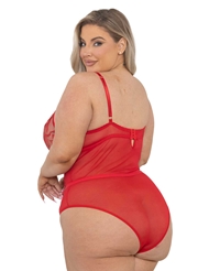 Alternate back view of ROSA EMBROIDERED LACE PLUS SIZE TEDDY